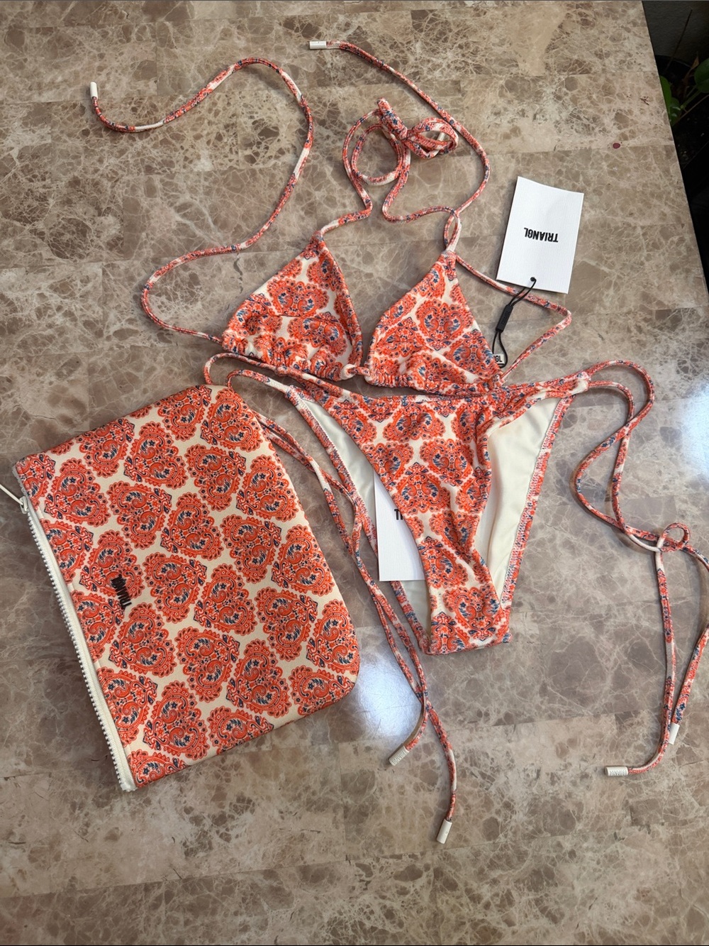triangl swimwear Orange Paisley Triangle Bikini Set